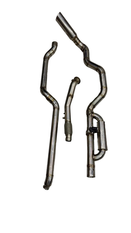 Escapamento Full Inox 304 + Downpipe Amarok 2.0 TDI – Valvulado ou Direto, Saída Lateral Ponteira 4"