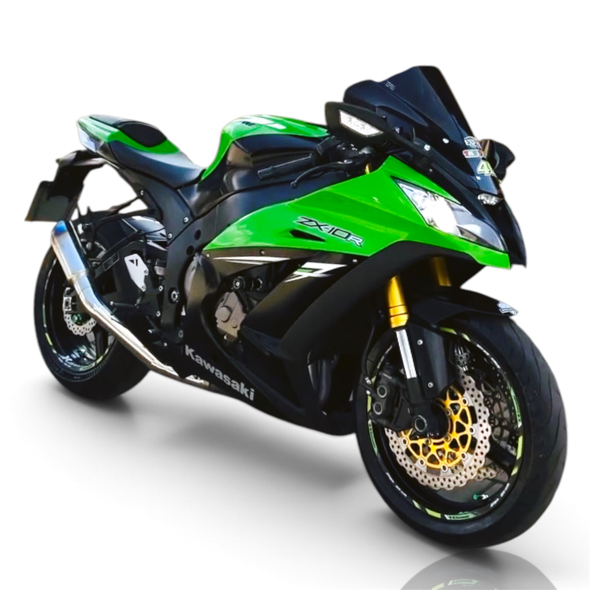 Kawasaki Ninja ZX-10R verde equipada com ponteira Expard