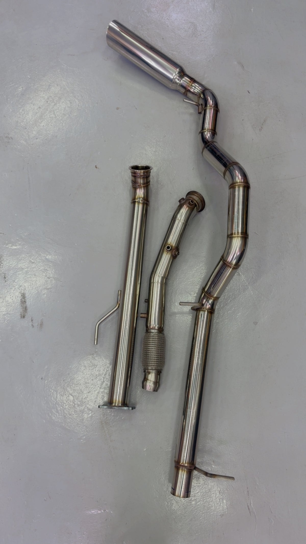 Kit full direto inox 304 Amarok downpipe intermediário e traseiro