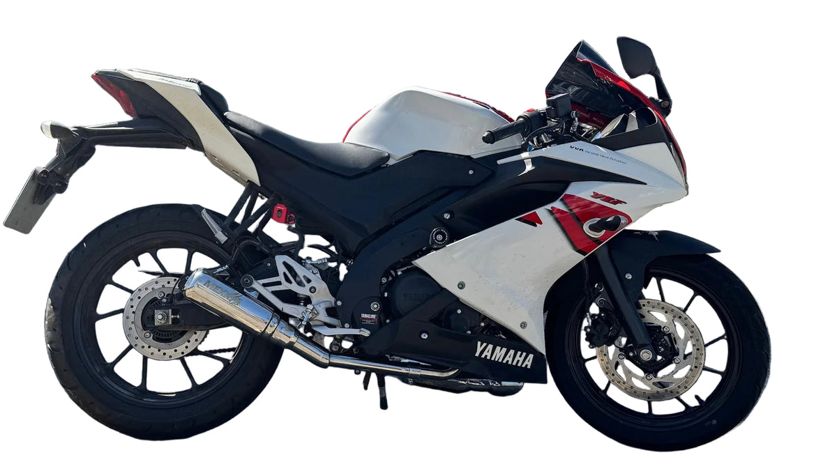 Perfil da Yamaha R15 equipada com o sistema Mexx Bomber
