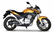 Carregar imagem no visualizador da galeria, Motocicleta Honda CB 300R dourada com escapamento esportivo RockStar Performance Mexx Taylor Made instalado
