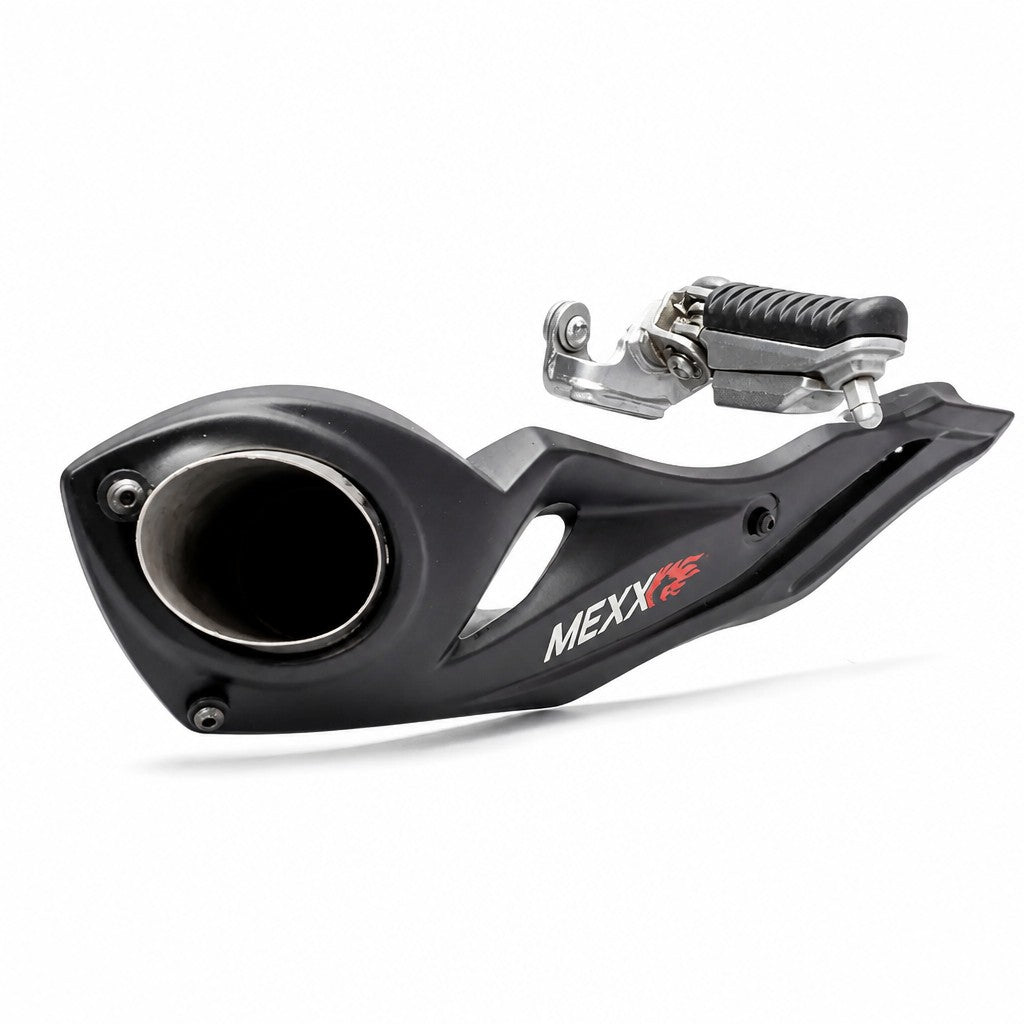 Ponteira de escapamento esportivo RockStar Performance para Kawasaki Z-750 em aço inox preto com pedaleira