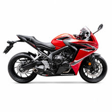Carregar imagem no visualizador da galeria, Motocicleta Honda CBR 650F vermelha equipada com escapamento esportivo RockStar Performance Taylor Made em inox
