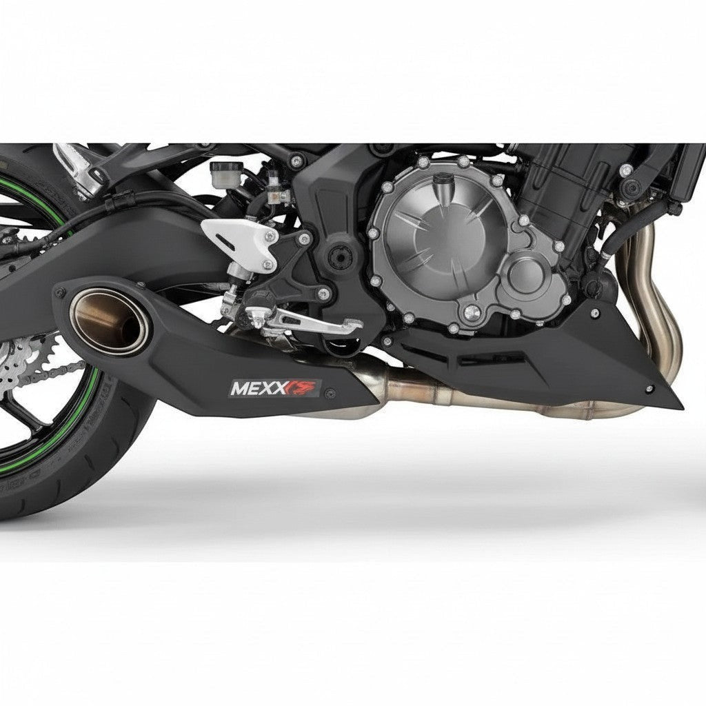 Escapamento esportivo RockStar Performance para Kawasaki Z900 em aço inox preto com design Taylor Made