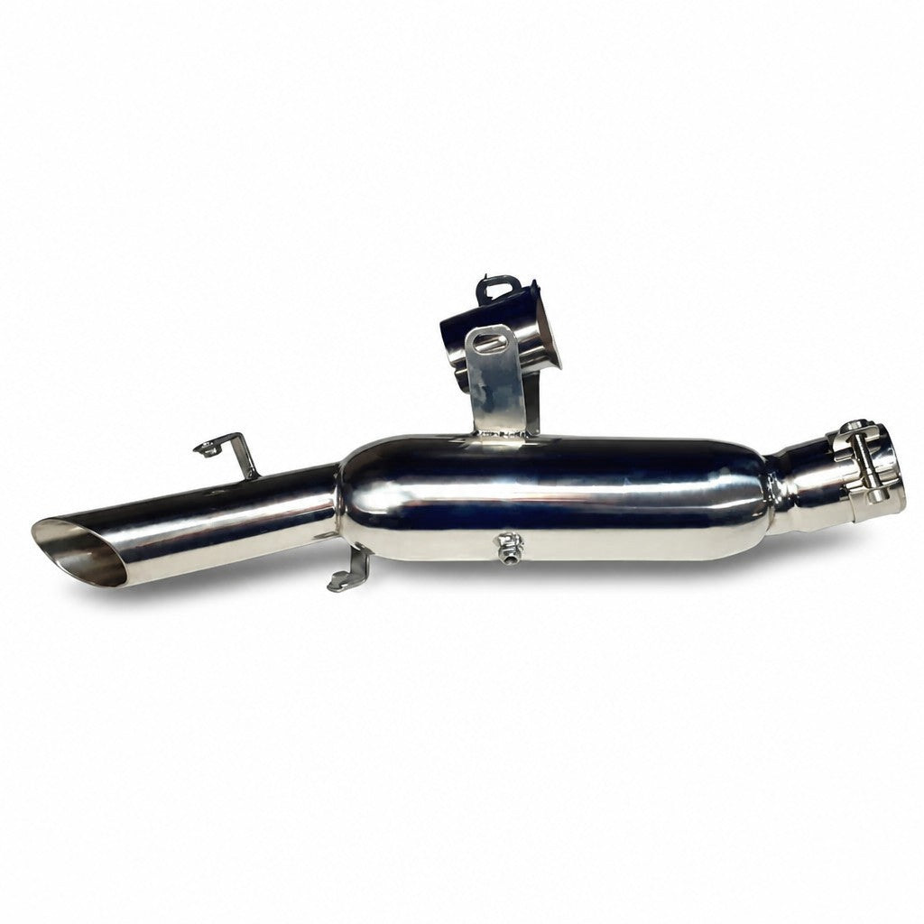Ponteira de escape esportiva RockStar Performance em aço inox para Yamaha MT-09 com acabamento polido e solda TIG
