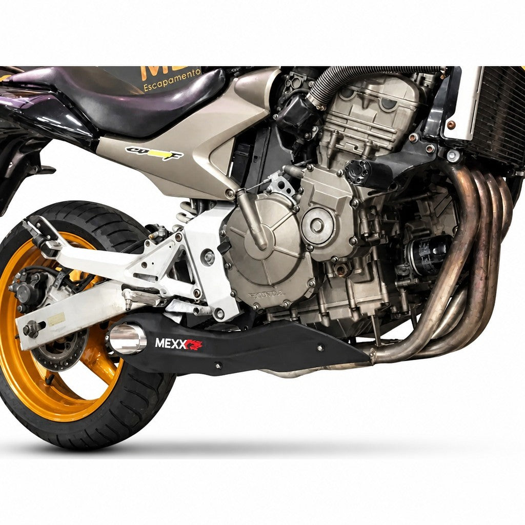 Ponteira esportiva RockStar Performance para Hornet Carburada em aço inox com acabamento preto e solda TIG profissional