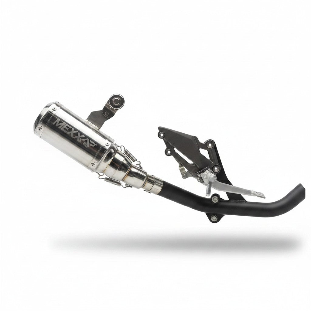 Ponteira esportiva RockStar Performance para Kawasaki Z300 em aço inox 304 com acabamento premium e solda TIG