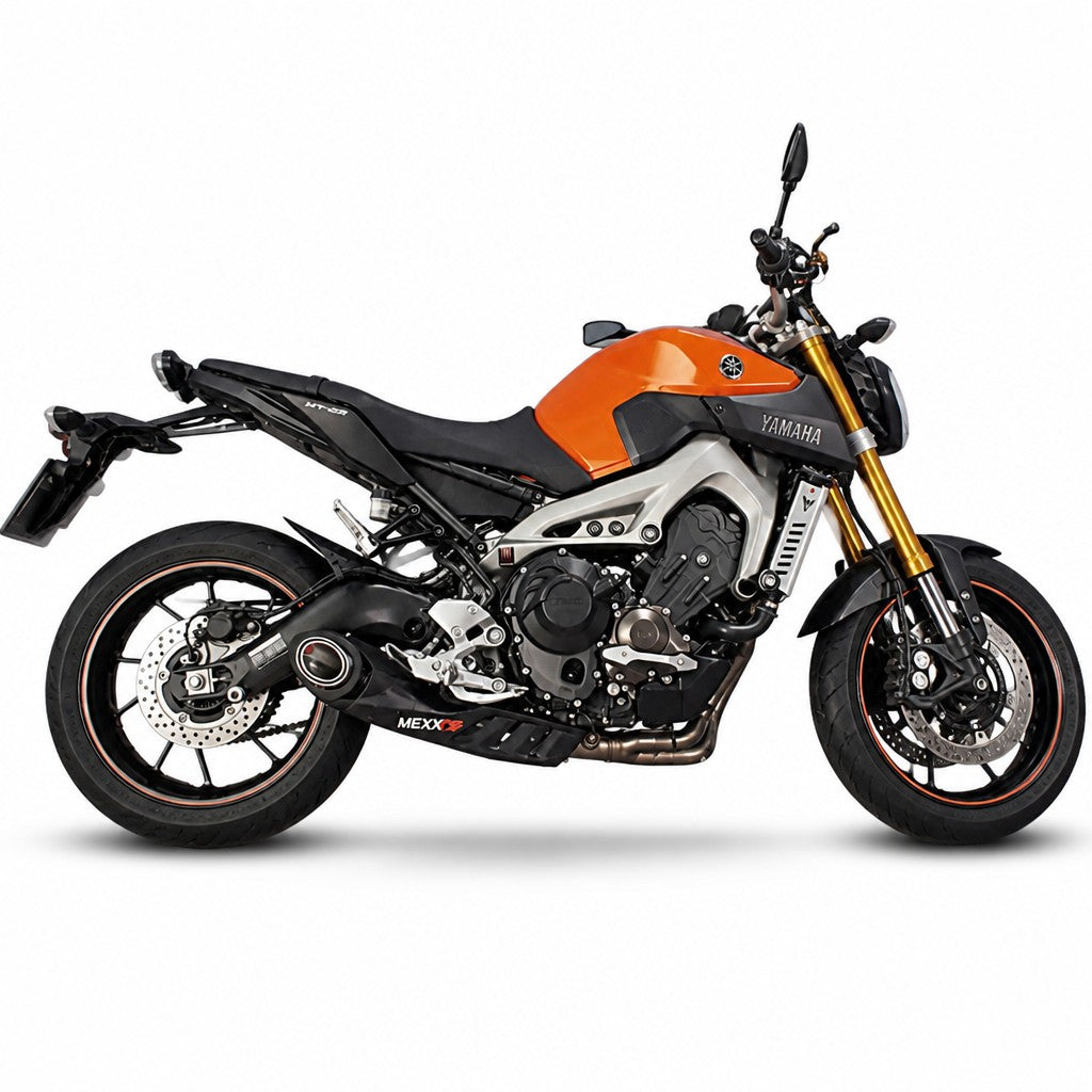 Ponteira esportiva RockStar Performance em aço inox para Yamaha MT-09, design de alta performance e acabamento premium