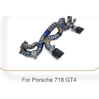 Escapamento cat-back valvulado em titânio para Porsche 718 GT4