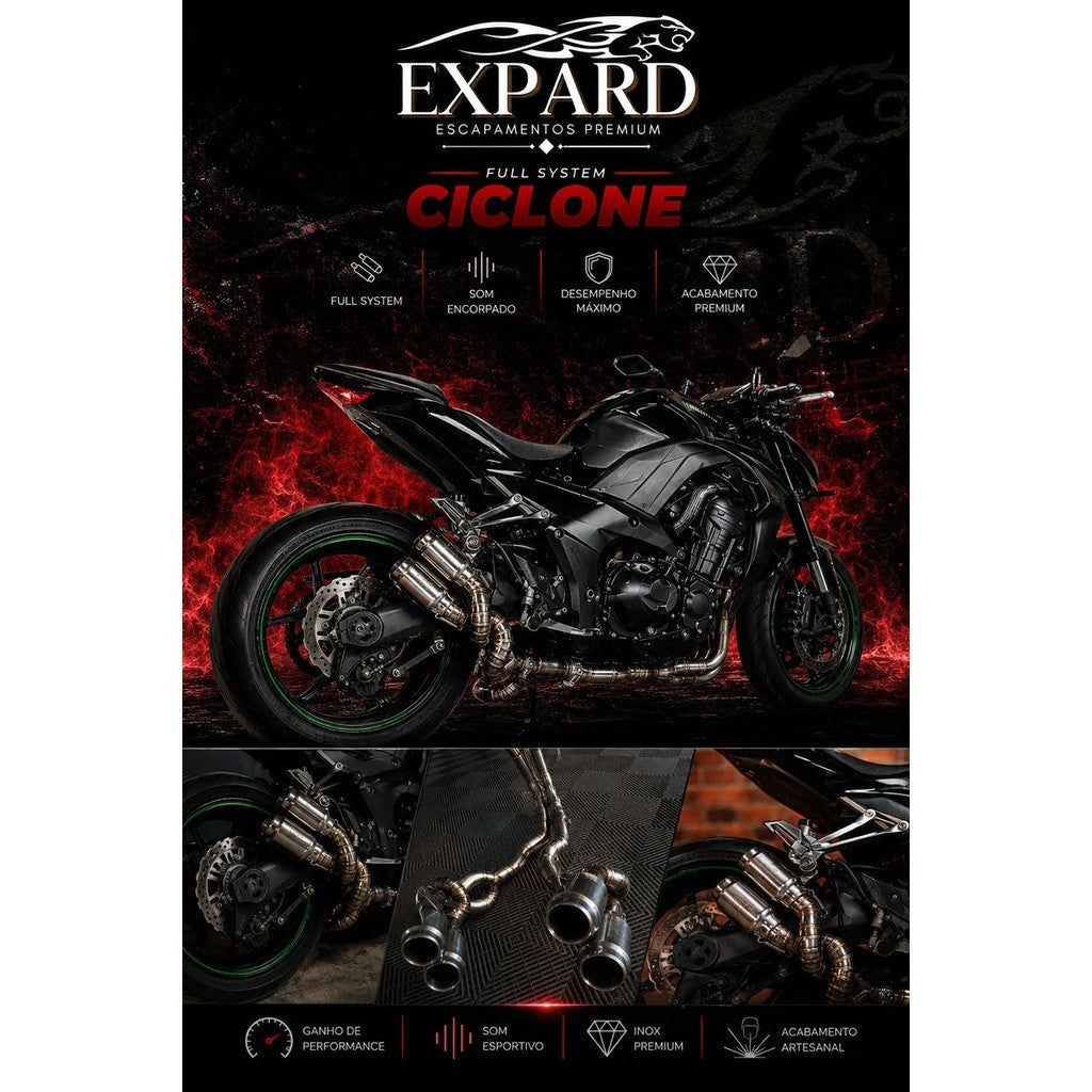 Escapamento Esportivo Kawasaki Z1000 e Z1100 Ciclone Mexx
